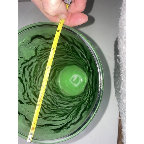 Oversized Green Crinkle Glass Vase vtg Large 11 inches Wavy Texture EO Brody HTF - Picture 4 of 16